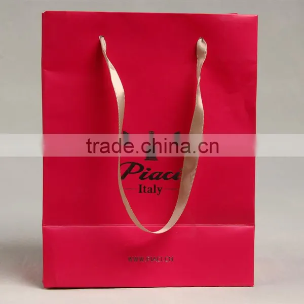 250gsm Coated Paper Hand Bag Rose Red Paper Bags for Ornament photo-2