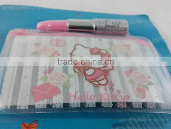 Promotion Gift Set Custom Printing PVC Card Purse With Mini Ballpoint Pen for Children photo-3