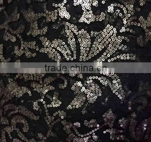 Gold Sequin or Silver Sequin Fabric or Embroidery Fabric photo-2