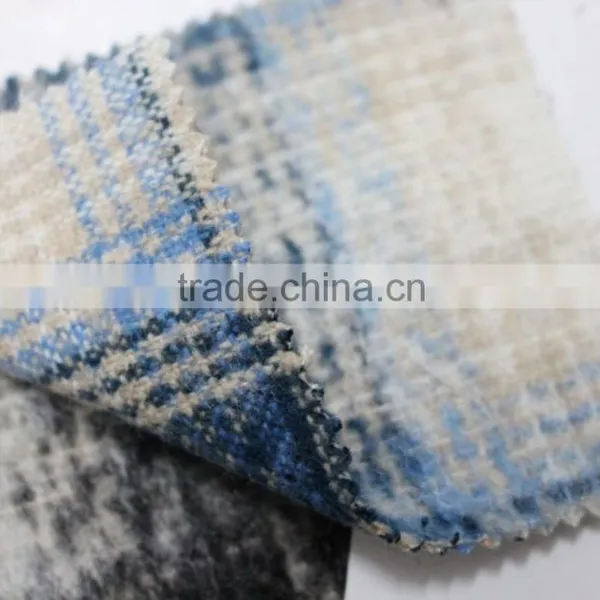Fall Winter Thick Scotch Plaid Brushed Polyester Acryilic Blend Wool Fabric photo-2