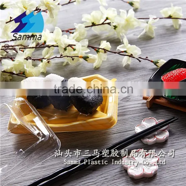 KW-0013C Disposable Mini Sushi Containers, Wooden Base Containers With Clear Lid photo-2