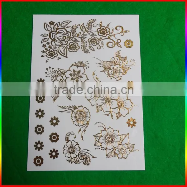 Metallic Gold Flowers Tattoo/flash Tattoo Sticker
