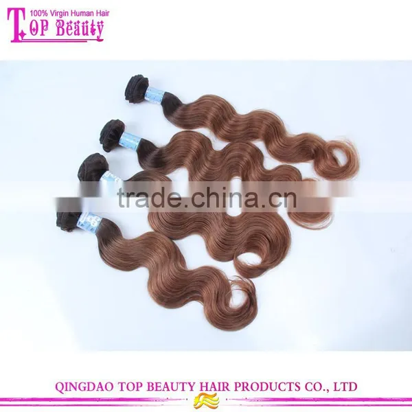 Qingdao Hot Sale Two Tone Color Remy Human Hair Mink Peruvian Hair Body Wave Hair Weave photo-4