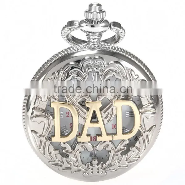 Silver Skeleton Pendant Chain Analog Quartz Men's Pocket Watch photo-5