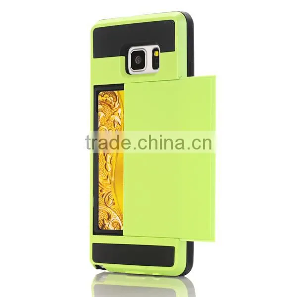 Slip Cover Card Slot Phone Case TPU + PC Phone Hull Protective Back Cover for Samsung Note 7 photo-5