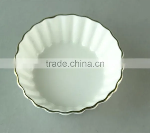 Wholesale Stock White Round Ceramic Dish With Silver Line in Good Quality and Reasonable Price photo-2