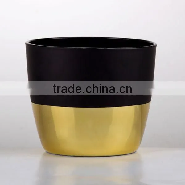 2017 Popular Elegant Black and Gold Decorative Glass Vase photo-6