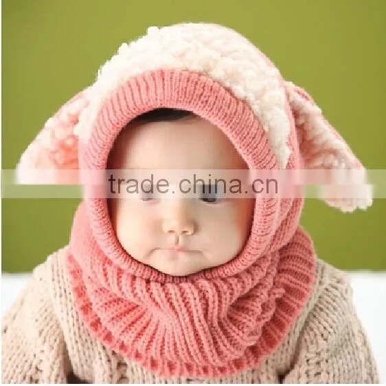 Siamese Puppy Scarf Winter New Baby Hat Wool Hat Winter Hat Hot Sale Beanie Hat Hooded Scarf Earflap Knit Cap photo-3