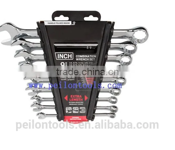 Carbon Steel 9 Pieces Set Combination Wrench Set (1/4-3/4 Inch.) photo-4