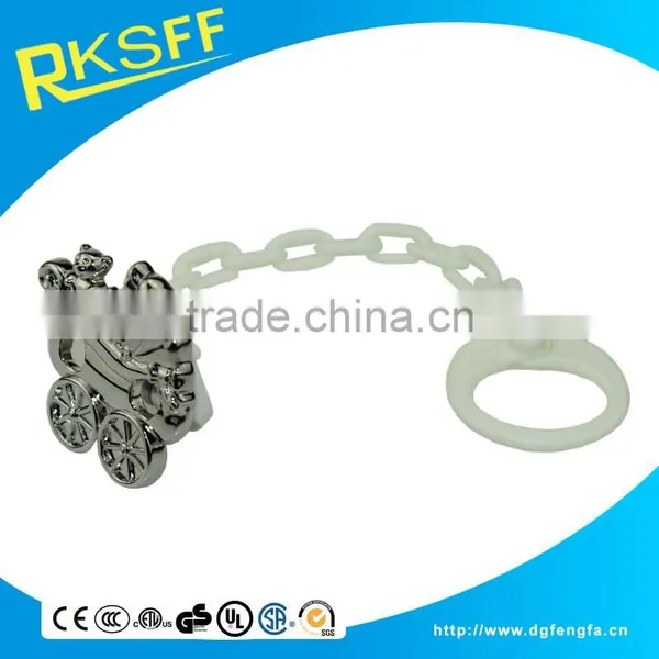Novelty Design Die Casting Zinc Alloy Material Baby Pacifier Clip With Plastic Chain photo-4