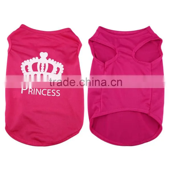 Cute Summer Small Dog Cat Pet Soft Vest Princess Crown Pattern Apparel Costumes T Shirt Pet Dog Summer Breathable Clothes photo-2