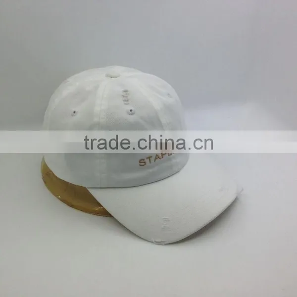 White Unstructured Washed Dad Cap Custom Distressed Hat photo-3