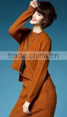2016 New Latest Spring Autumn Women 2 Pieces Suits Loose Sweater Pullover Plus Skirt photo-5