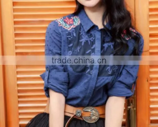 Stock Blouses for Ladies'Blouse With Embroidery Shirt