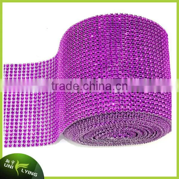 4.75"X 10 Yards Red Plastic Mesh Wraps Rhinestone Ribbons For Wedding Centerpieces DecorationsMesh Rhinestones photo-5