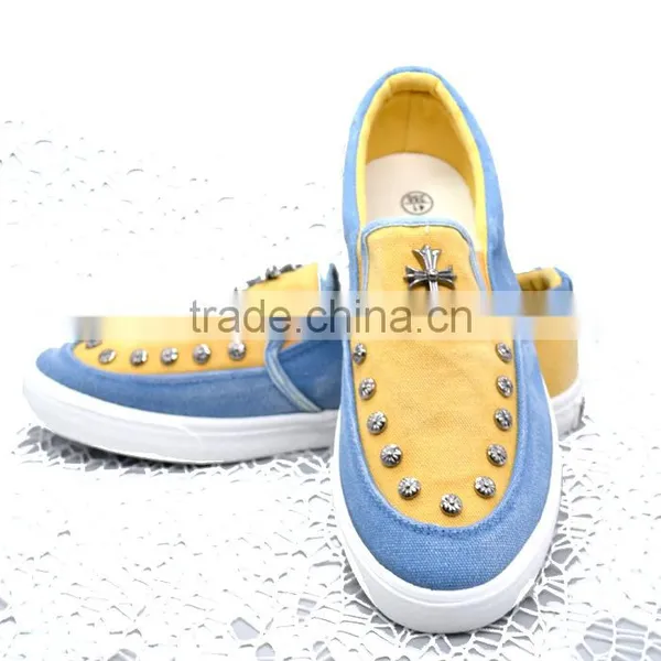 Comfortable Design Student Fashion Flat Slip-on Men Canvas Shoes With Rivet photo-2