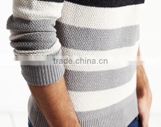 2017 Supple Simple Design Round Collar Stripe Sweater Men Pullover With Low Prices photo-5