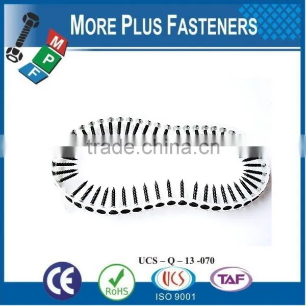 Made in Taiwan Phillips Bugle Head Coarse or Fine Thread Sharp Point Drywall Screw Collated in Plastic Strips photo-2