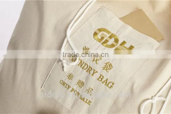 Promotional Natural Cotton Canvas Drawstring Hotel Laundry Bags photo-4