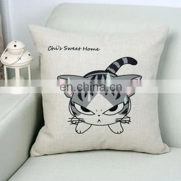 2016 Wholesale Home Decor Digital Printing Cotton And Linen Pillow Cat Cartoon Cushion photo-6