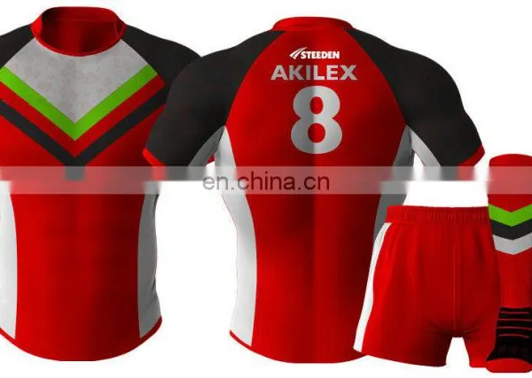 2016 Trendy Red Custom Design Sublimation Rugby Jersey With Socks photo-2
