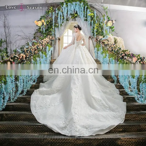 LS00404 Beaded Indian Wedding Dress for Pregnant Women Wedding Dress With Sleeve photo-5
