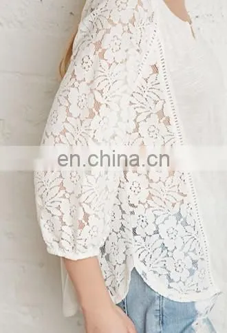 Casual Girls O-Neck Long Sleeve Lace T-Shirts photo-4