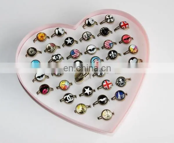 36 Pairs/box Gorgeous European Style Time Gem Opening Ring Retro Cute Ring photo-2