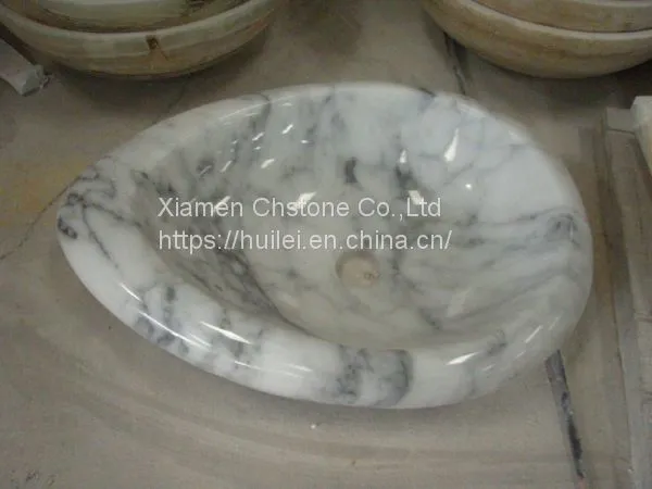 Carrara White Marble Pedestal Sinks,White Marble Wash Basins, Nature Stone Bathroom Sinks