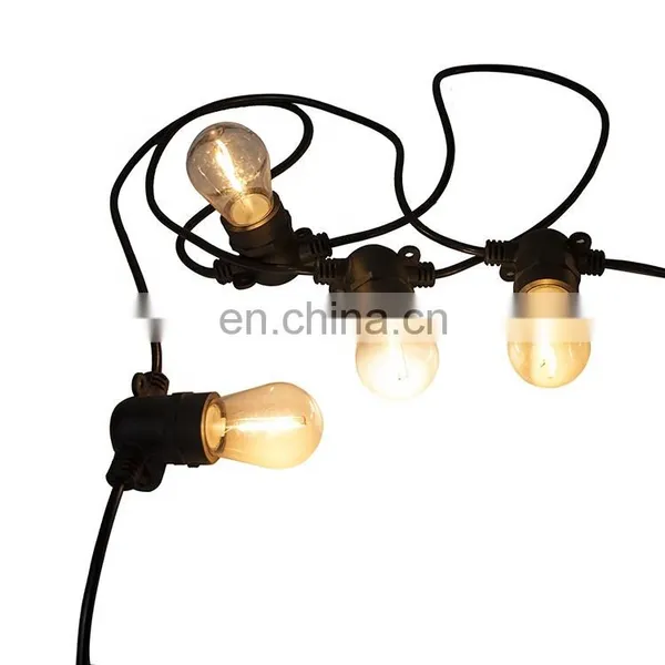 Waterproof Outdoor Custom 48ft 15 Sockets S14 Party Edison Bulb Patio Led String Lights Without Hanging Wire photo-4