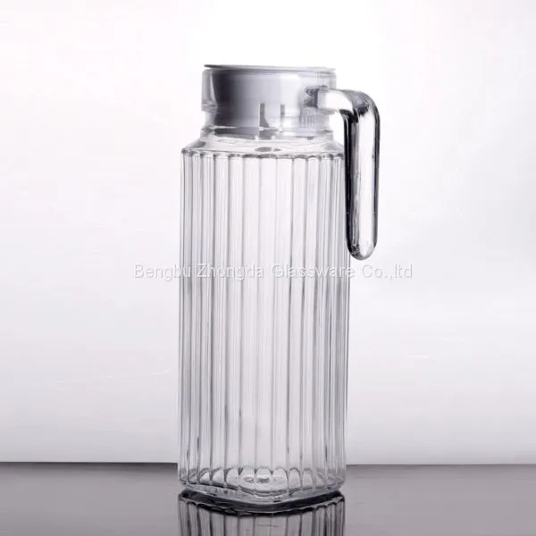 HOT SELLING 1.1L CLEAR GLASS WATER JUG WITH HANDLE AND PLASTIC COVER LID FOR DAILY TABLEWARE photo-4