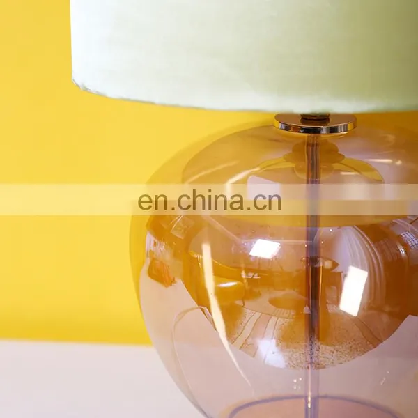 Hotel Decor Modern Yellow Lampshade Small Nightstand Glass Table Lights for Sale photo-2