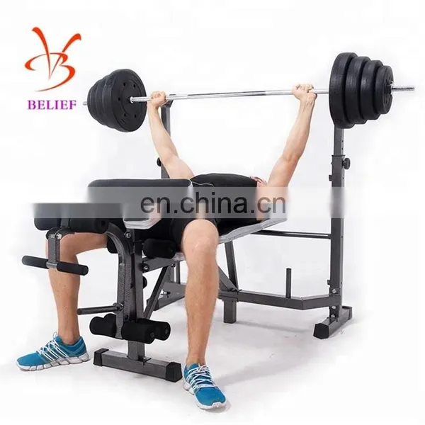 Adjustable Squat Rack With Weightlifting Bench Press photo-3