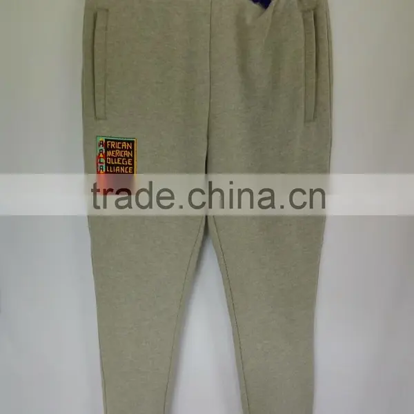 80/20CVC Knitting Fleece Men's Pants With EMB Patch on the Left Sleeve,Flat Rib on the Leg Openning