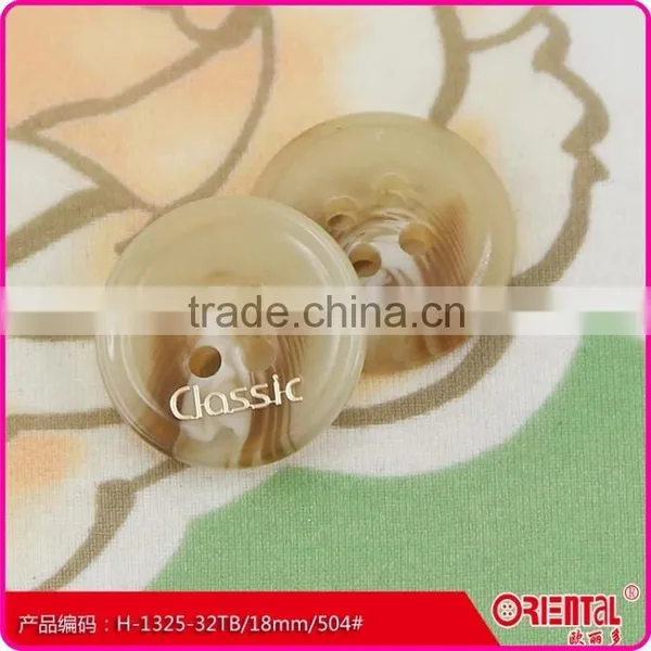2 Holes Brown Plastic Resin Button With Custom Made Logo photo-5