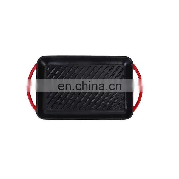Enamel Cast Iron Rectangle Grill Griddle Frying Pan Cooking Grill Pan photo-3