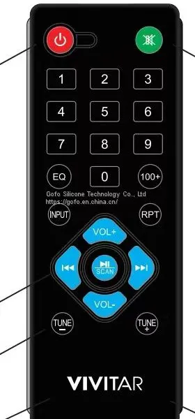 Manufacturer Custom Made Silicone Button For TV Remote Control 23 Buttons VIVITAR