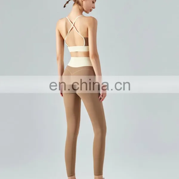 TiK ToK New Activewear High Waist Leggings 2 Piece Yoga Sets Sports Bra Fitness Pants Colour Blocking Workout Gym Athleric Sets photo-2