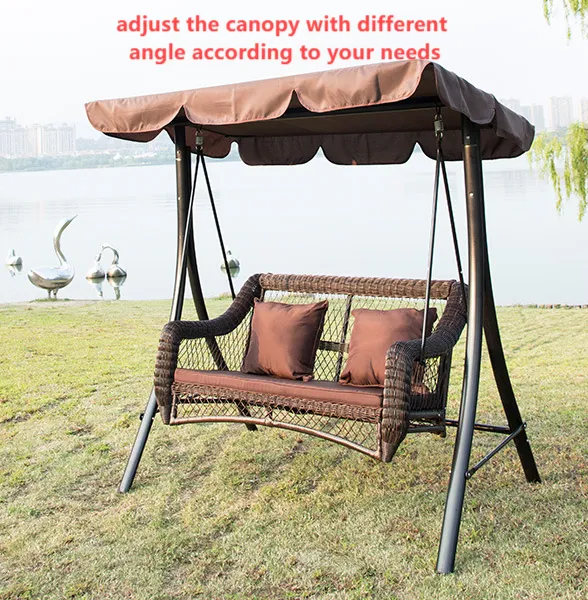 Durable Outdoor 2-seat Luxury Rattan Hammock Swing Chair With Fabric Canopy photo-5