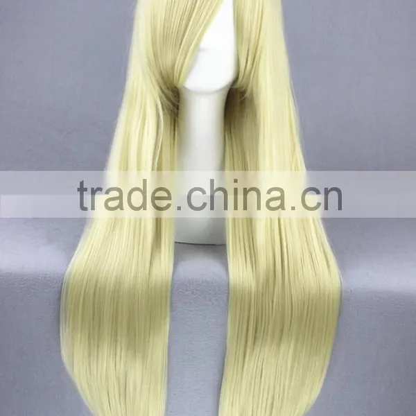 High Quality 80cm Long Straight Chobits AGATSUMA SOUBI Beige Synthetic Anime Wig Cosplay Hair Wig Party Wig photo-3