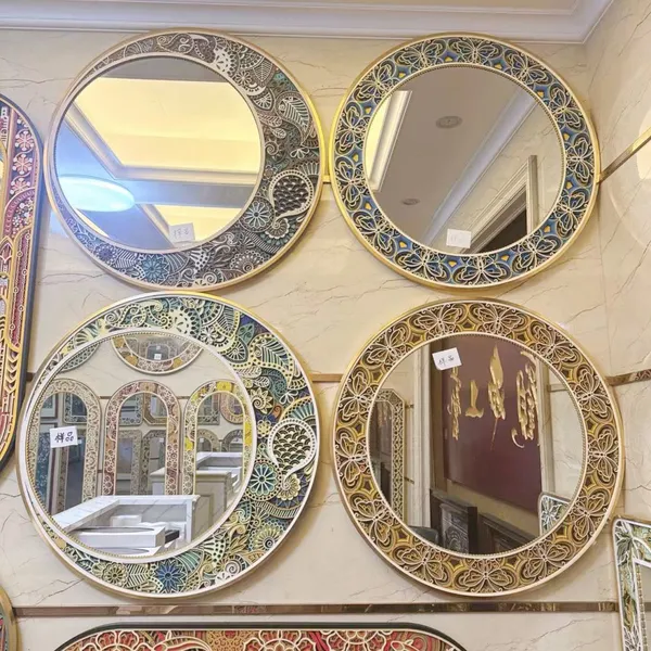 Hualun Guanse Factory Custom Large Wood Frame Mirror Luxury Decorative Mirror for Middle East Hotel Project Bulk Order photo-2