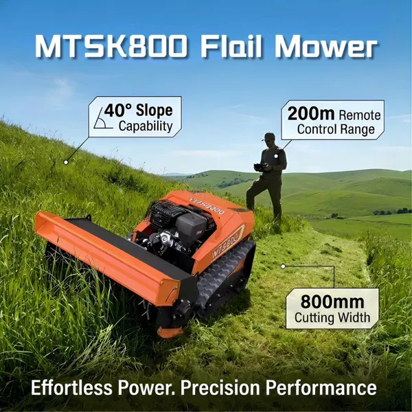 MTSK800 Worm Gear Reducer Vigorun 800mm Remote Control Tracked Multifunctional Hammer Grass Mower