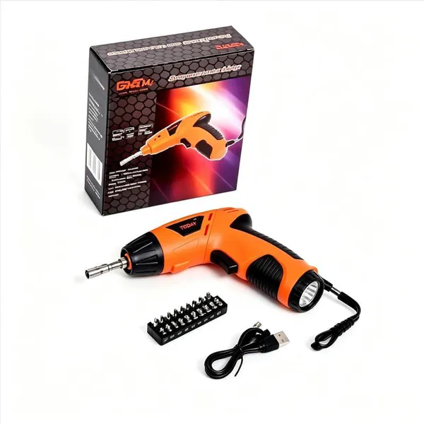 3.6V Cordless Electric Screwdriver Set With Built‑in Tail Flashlight & LED Battery Indicator