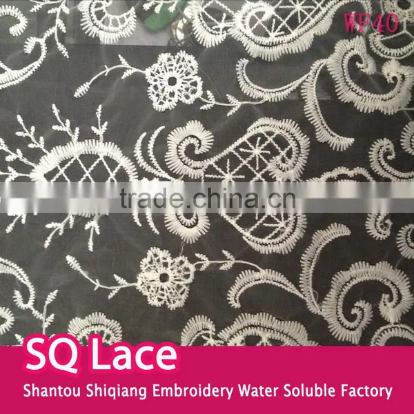 Whole Sale Special Lace Accessory Design Polyester Fabric Organdy Embroidery Full Lace for Garment