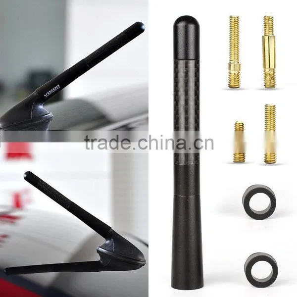 High Quality 4.72inch Universal Short Aluminum Auto Car Radio AM FM Carbon Fiber Antenna Replacement Screw Color Black photo-5