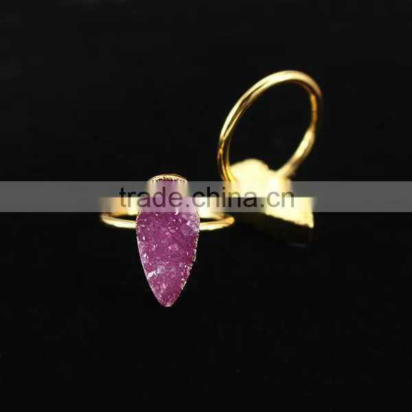 RG1091 Gold Plated Arrowhead Druzy Geode Stone Boho Ring Quality Choice photo-3