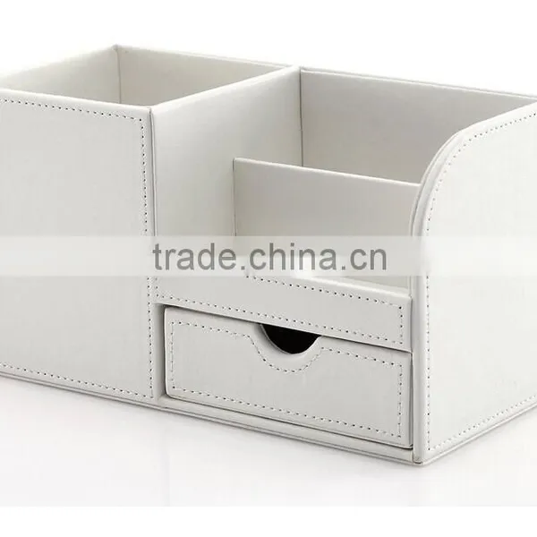 Pu Faux Leather Tidy Tray Pen Pot Desk Orgainser Hot Sell Brush Pot Multifunction PU Leather Pen Desk Organizer photo-6
