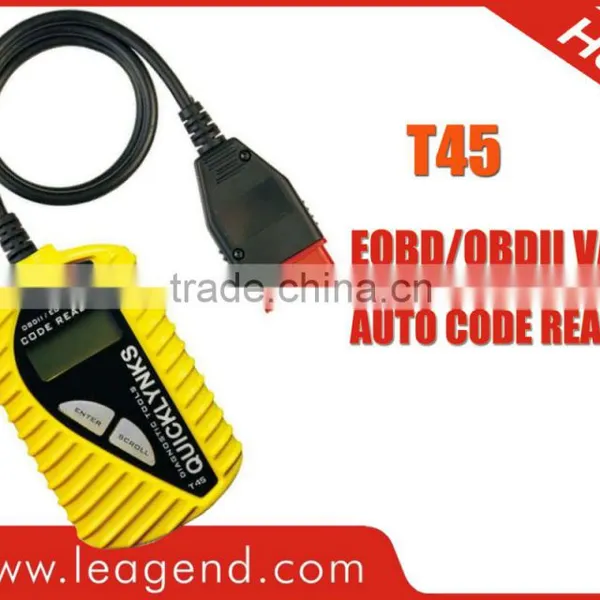 Hot-sale ! OBD2 Diagnostic code reader T45 for VW &Audi (Engine/ABS/AT/Airbag) in yellow /with 16pin cable ,with best price