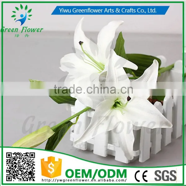 Greenflower 2016 Wholesale 3 Heads Big Latex PU Artificial Flowers Lily Real Touch Bouquet Wedding Decrations Flowers photo-2