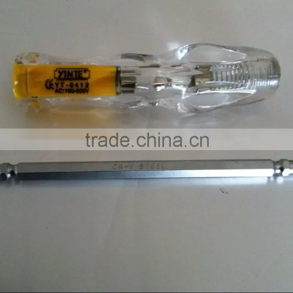 China Manufacture Hot Sell AC100-500V Acrylic Crystal Handle and 6150 CR-- V Tool Rod Screwdriver Type Voltage Tester photo-4